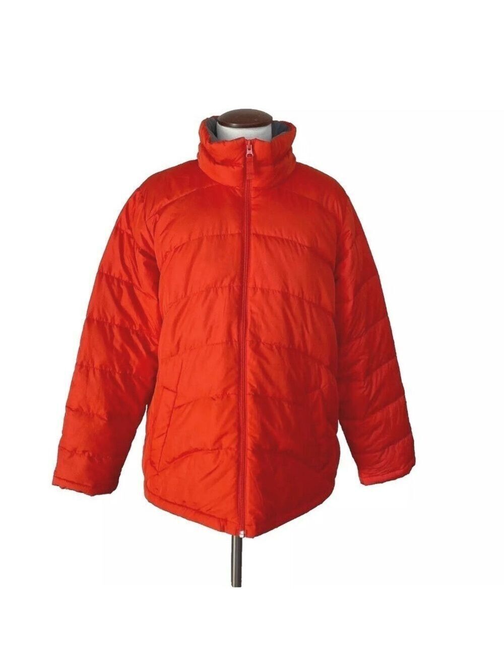 Lands’ End Goose Down Puffer Jacket Insulated Full Zip Orange Womens 1X 16W-18W